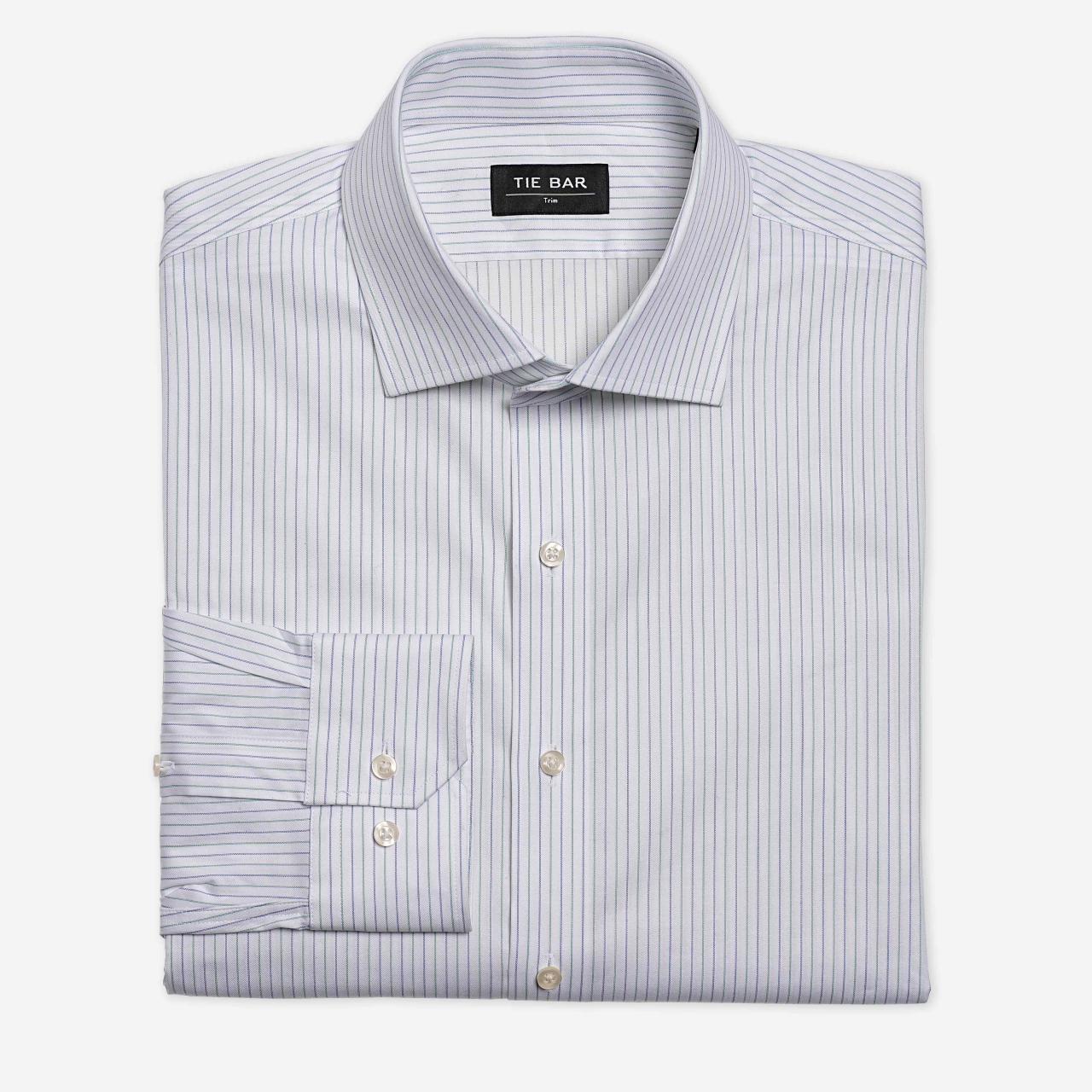 Mens white striped dress shirt