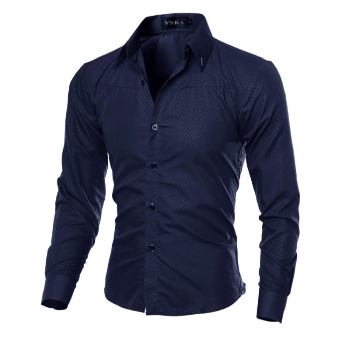 Shirt casual men cotton long sleeve collar mens slim work shirts colored solid business pure color leisure contrast ultrathin soft