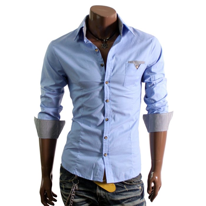 Mens casual dress shirts fashion 2024 blue stripes